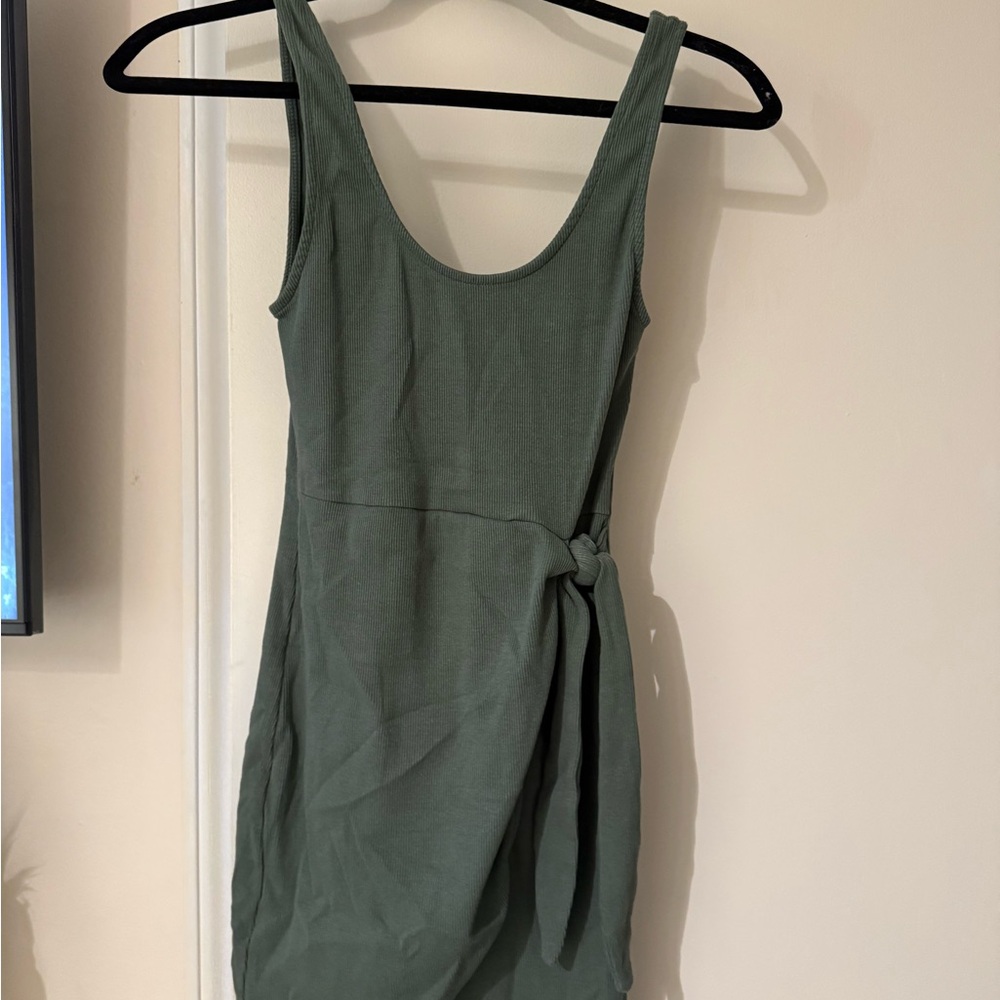 Zara Olive Green Tie Dress